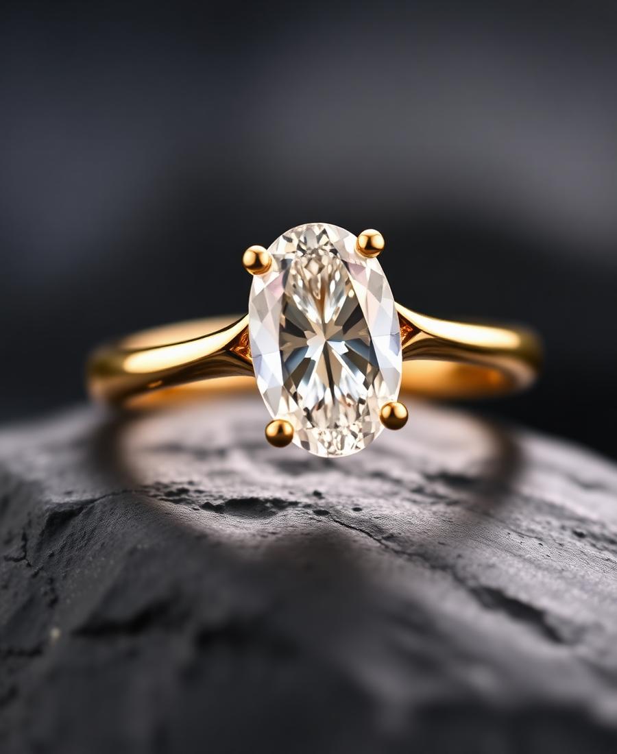 Oval lab-grown diamond solitaire ring